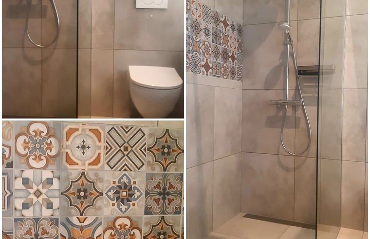 Stilvolles Badezimmer mit Dusche im Ferienhaus in Heerde, Veluwe, Gelderland.