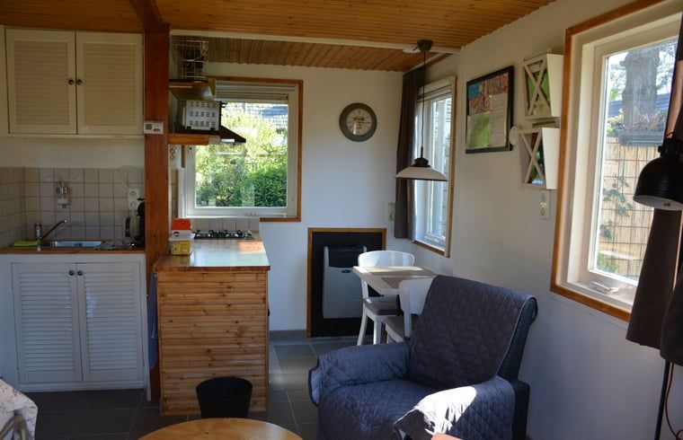 Gemuetlicher Wohnraum im Ferienhaus in Hattemerbroek, Veluwe, Gelderland, mit Gartenblick.