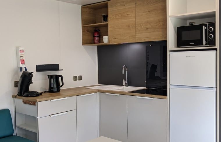 Modern kitchen in Cottage in Lieren, vacation accommodation in the Veluwe, Gelderland. Equipped with all conveniences.