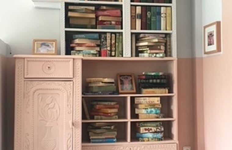 Buecherregal voller Literatur im Ferienhaus in Nijkerk, Gelderland.