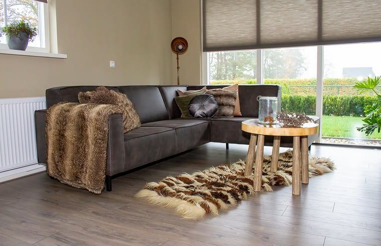 Gezellige woonkamer in Huisje in Marum, vakantiehuis in Zuidwest Groningen met comfortabele zitplek.