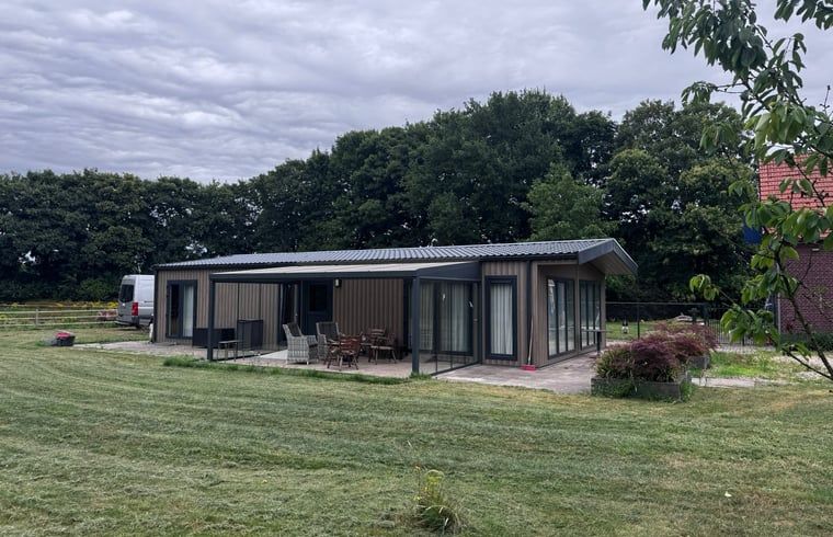 Geraeumige Terrasse am Ferienhaus in Weert, Limburg, ideal fuer Mahlzeiten im Freien und zum Geniessen der Natur.