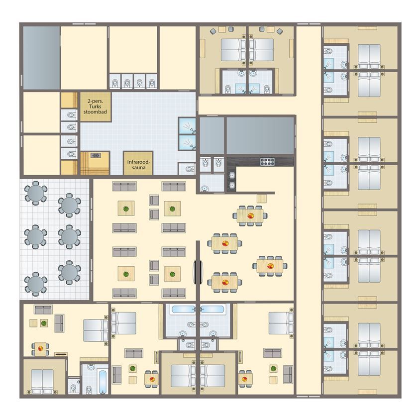 Guest house 385206 - Bungalow Noord Limburg - Domein De Schatberg | 16-32-persoons groepswoning | 32RL