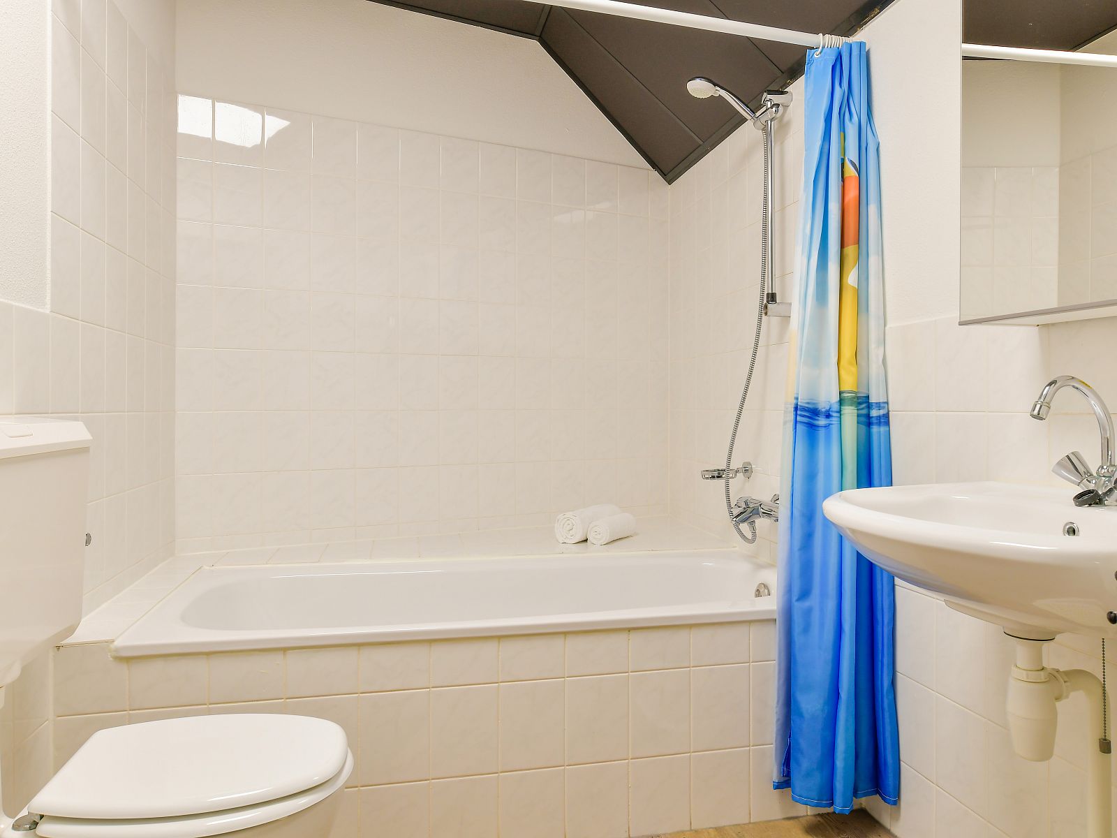 Buitenkant van Domein De Schatberg 6-persoons kinderbungalow, Sevenum, Limburg met groene omgeving en parkeerplaats.