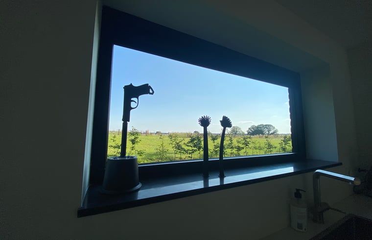 View from kitchen window of Huisje in Wanssum, vacation home in North Limburg.