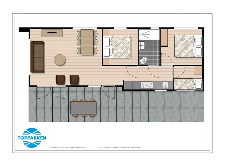 Plattegrond van Module Special 6 personen Wellness in Schin op Geul, vakantiehuis met ruime indeling in Zuid Limburg.