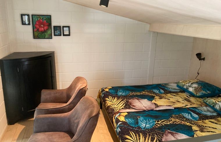 Blick aus dem Schlafzimmer im Ferienhaus in Venhorst, De Peel, Nordbrabant.