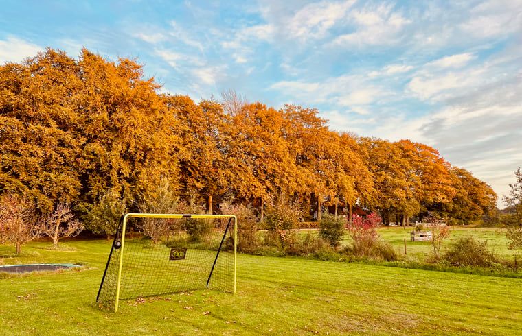 Herfstlandschap met voetbaldoel bij Vakantiehuis in De Rips, De Peel.