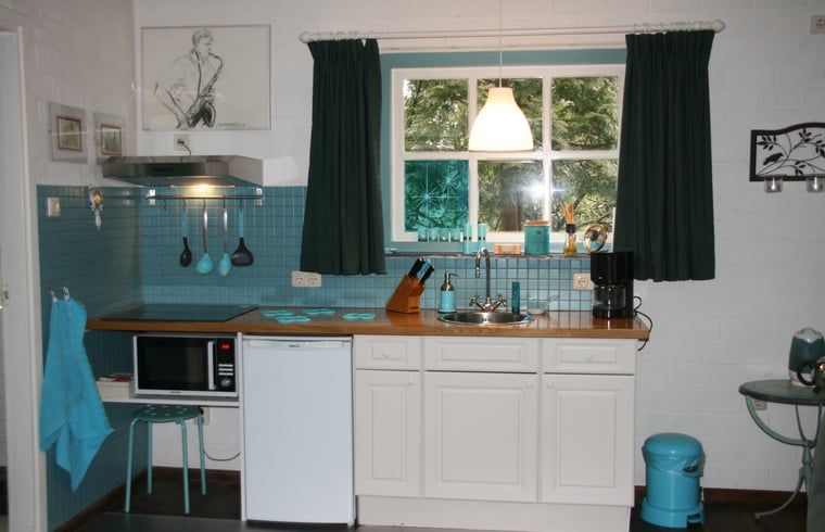 Moderne keuken in Vakantiehuis in Budel, ideaal voor zelfvoorzienend verblijf in Kempen, Noord Brabant.