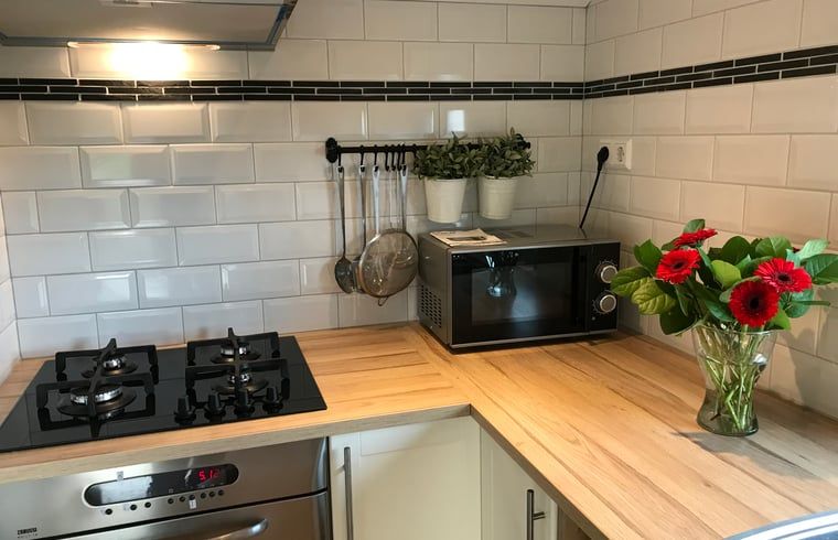 Stijlvolle keuken in Huisje in Baarle-Nassau, vakantiehuis in Noord Brabant, met moderne apparatuur.