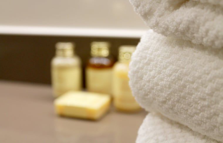 Luxurioese Badeprodukte im Badezimmer des Huisje in Baarle-Nassau, Ferienhaus in Baarle-Nassau.