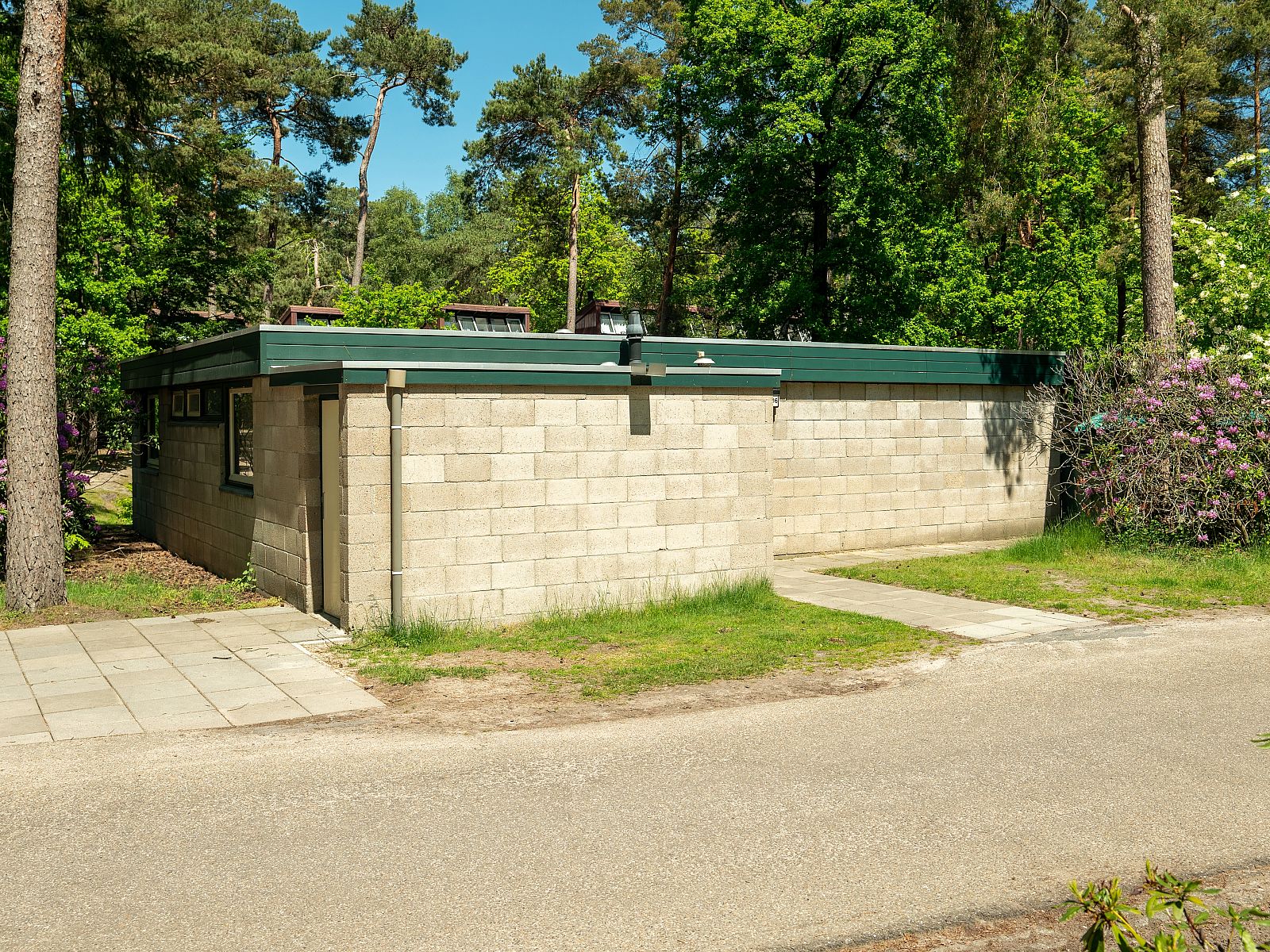 Dining area with modern decor in Het Vennenbos bungalow in North Brabant.