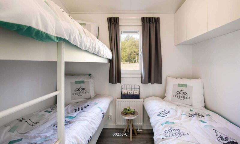 Cozy children's room with bunk beds in Ferox 5 persons vacation home in Cromvoirt, Heart of Brabant, North Brabant.