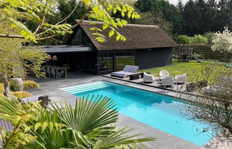 Geniet van luxe ontspanning bij Huisje in Boxtel, een vakantiehuis met zwembad in het hart van Brabant, omgeven door natuur.