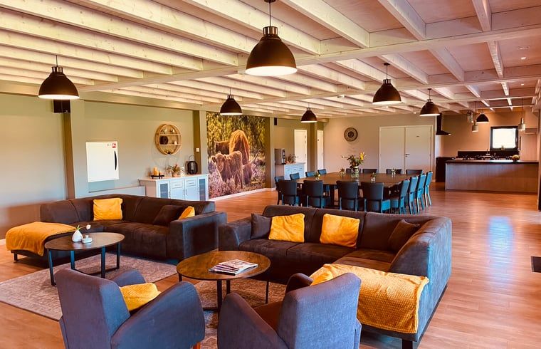 Gezellige binnenruimte van Huisje in Nistelrode, vakantiehuis in Noordoost Brabant met comfortabele zithoek en ruime eetkamer.