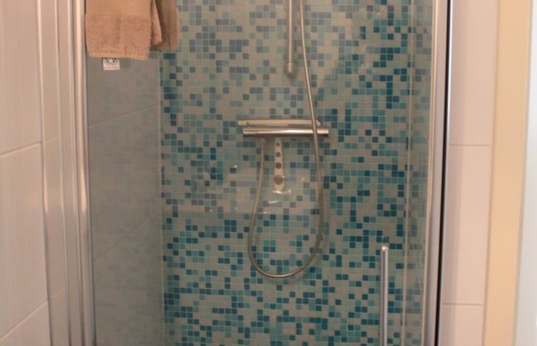 Dusche in Haus in Drimmelen, Ferienhaus in Nordbrabant mit modernen Mosaikfliesen.