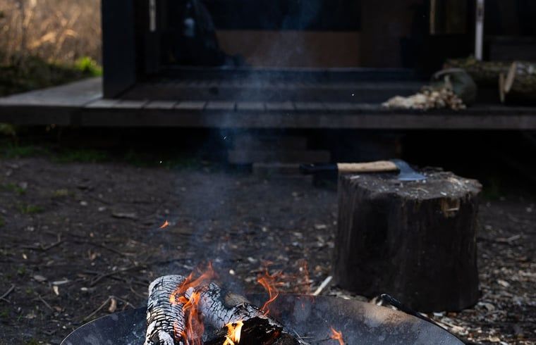 Chopping wood at Holiday home in Werkendam, West Brabant, North Brabant for campfire.