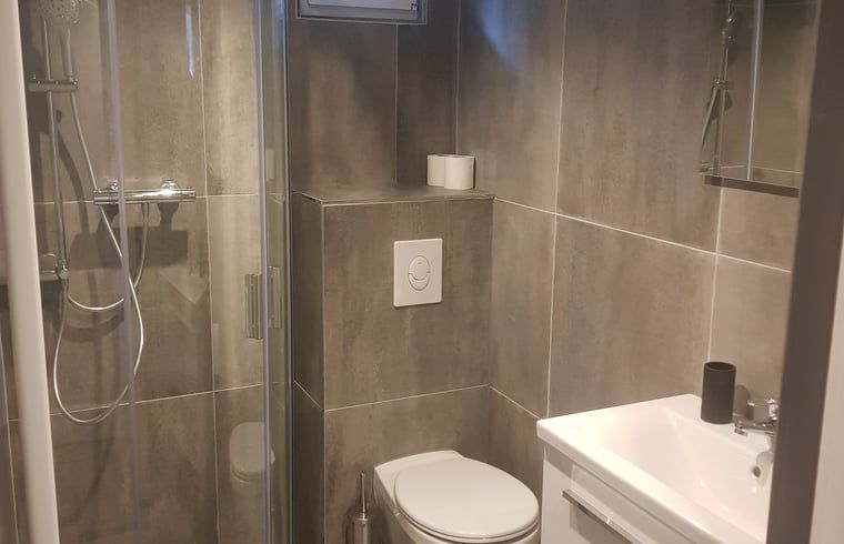 Modern bathroom in Cottage in Schijf, vacation home in West Brabant with luxury amenities.