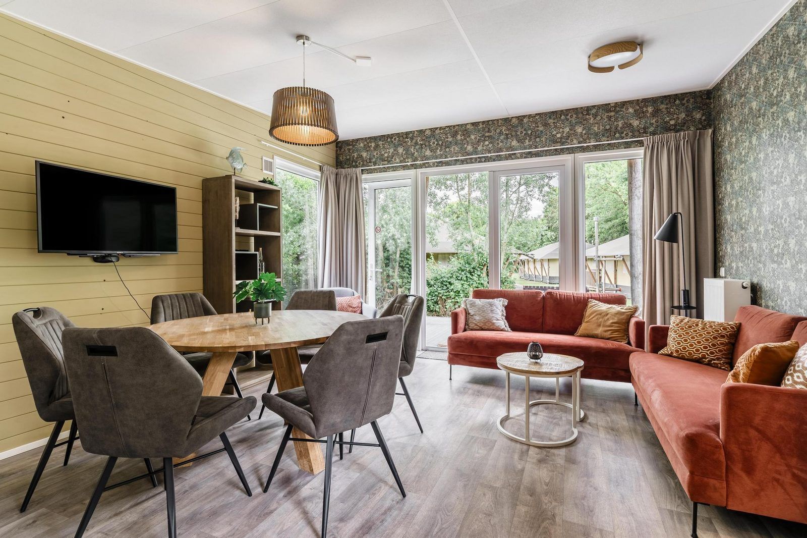 Cozy living room of Beach House sleeps 6 in Julianadorp, North Sea coast. Vacation home offers comfort and views of the nature of North Holland.