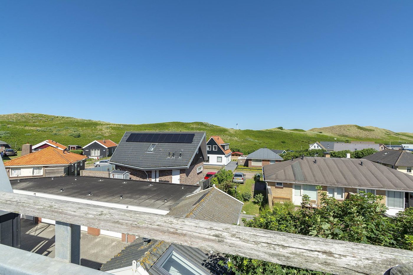 View of the neighborhood from Dorpsplein 23E Callantsoog vacation home, North Sea coast, North Holland.