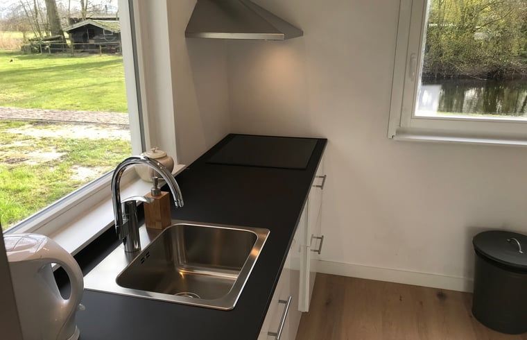 Modern kitchen in Holiday home in Andijk overlooking the green surroundings, ideal for cooking enthusiasts.