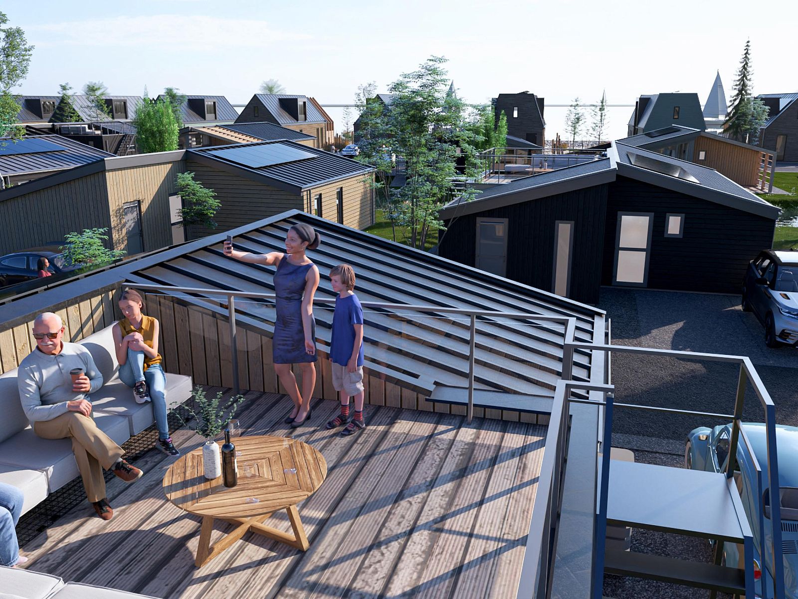 Genieen Sie die sonnige Dachterrasse des freistehenden Hauses in Enkhuizen, einem Ferienhaus an der Kste des IJsselmeers in Nordholland.
