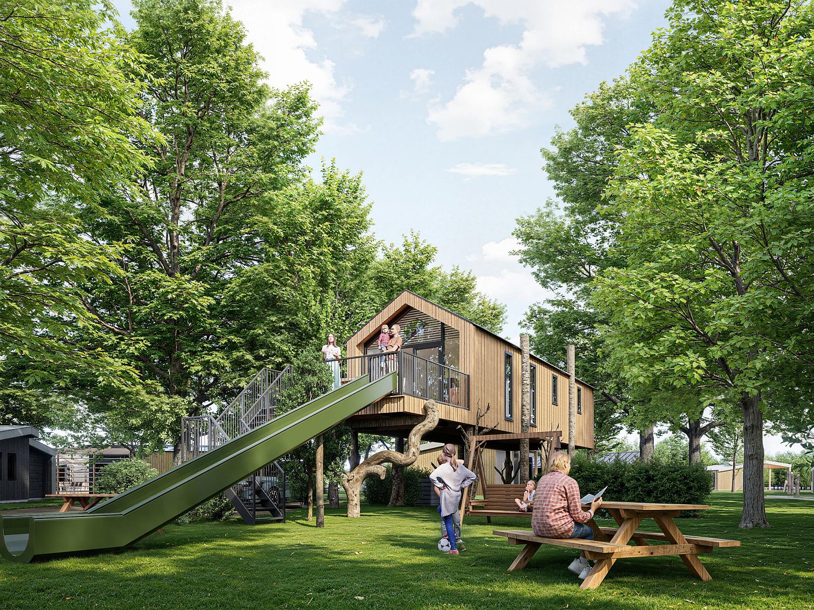 Freistehendes Haus in Enkhuizen, Nordholland, umgeben von Grnflchen mit Spielplatz und Terrasse, ideal fr einen Urlaub an der Kste des IJsselmeers.