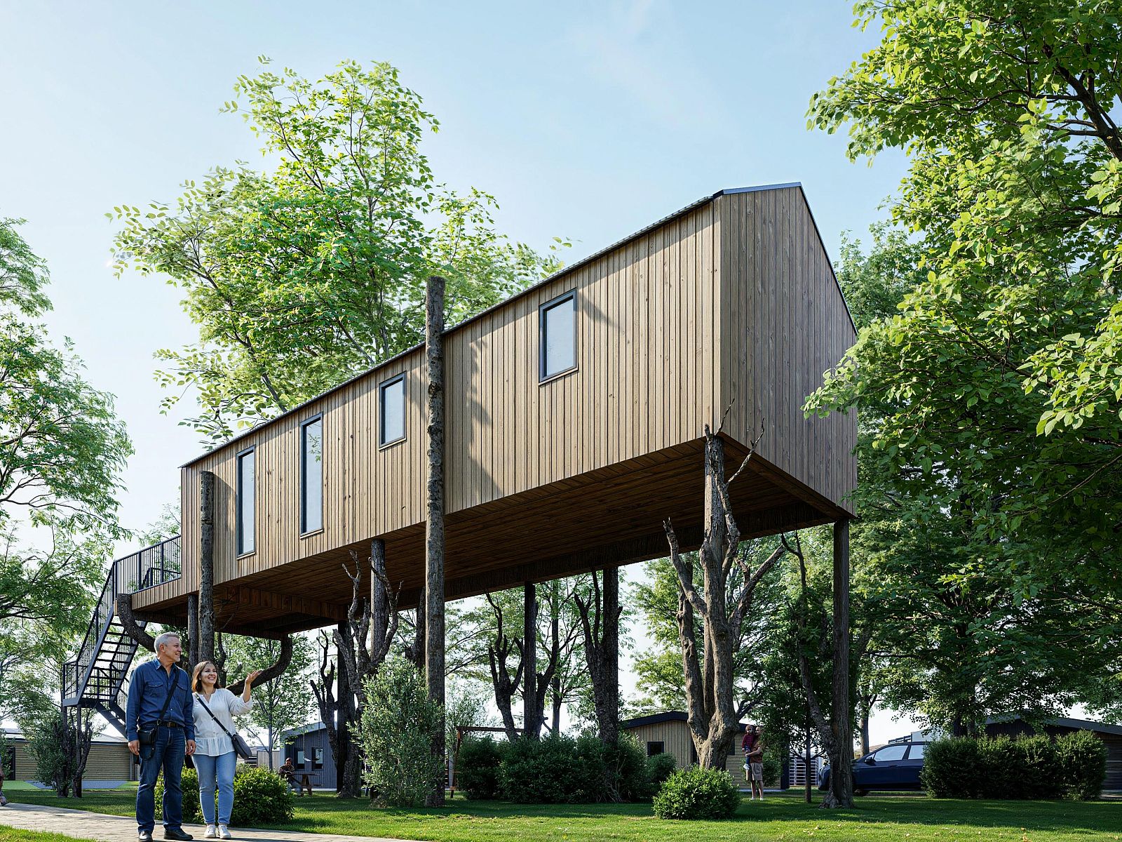 Freistehendes Haus in Enkhuizen, ein Ferienhaus in Nordholland, umgeben von grnen Bumen und einer ruhigen Umgebung an der Kste des IJsselmeers.