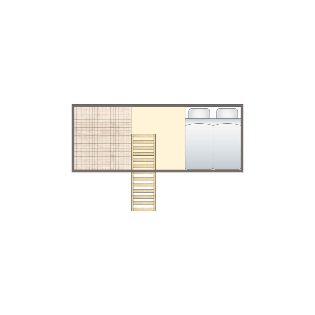 Gezellige binnenruimte van safaritent 6-8ST in Huizen, met eettafel en moderne faciliteiten.