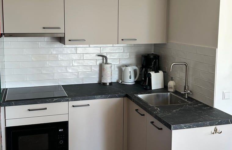 Moderne Kueche im Ferienhaus in Anna Paulowna, Ferienhaus an der Wattenkueste, Nordholland.