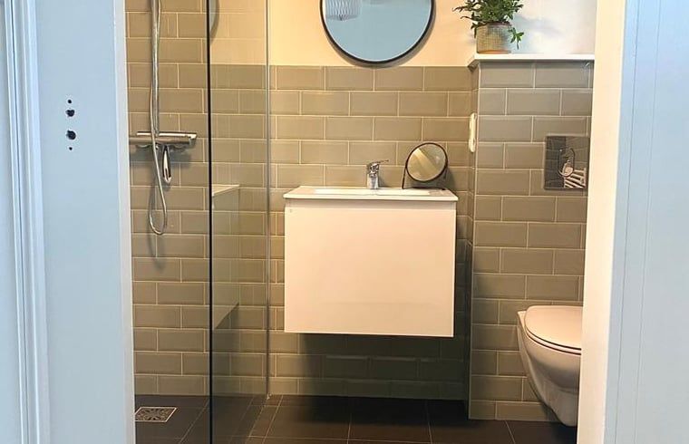 Spacious bathroom in Holiday Home in Driehuizen, North Holland, with modern facilities and sleek finishes.