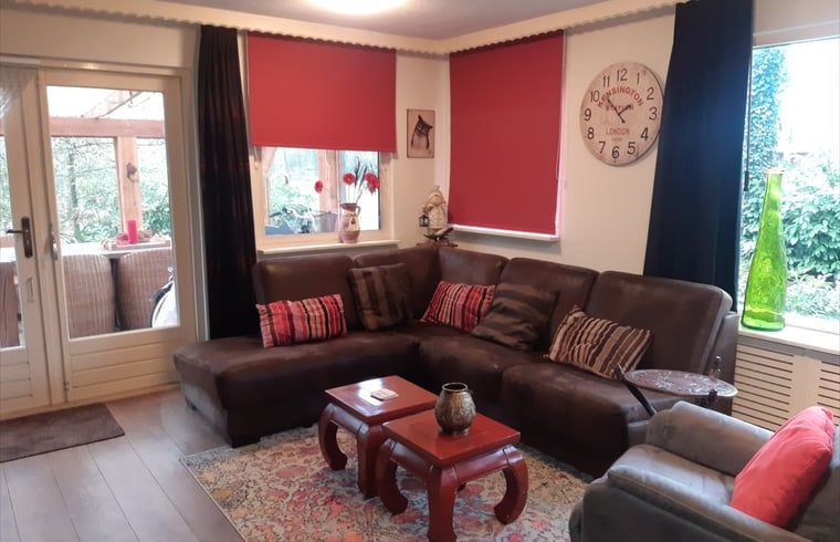 Stijlvolle zithoek in Vakantiehuis in Nutter, Twente, ideaal voor ontspanning in Overijssel.