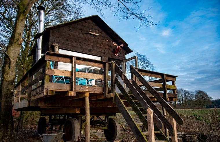 Ferienhaus in De Lutte in Twente, charmantes Holzhaus auf erhoehter Terrasse inmitten der Natur in Overijssel.