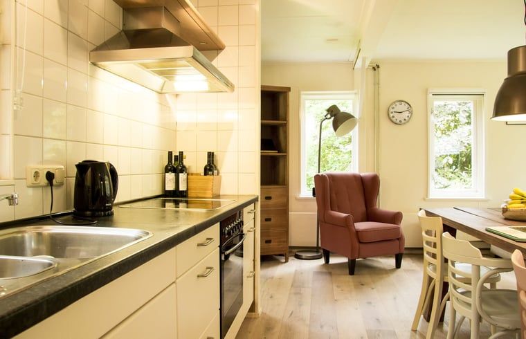 Gemuetlicher Innenbereich des Ferienhauses in De Lutte, Twente, mit moderner Kueche und gemuetlicher Sitzecke in Overijssel.