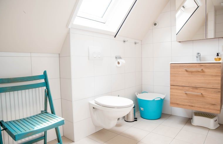 Frisse badkamer in vakantiehuisje in Diepenheim met moderne faciliteiten.