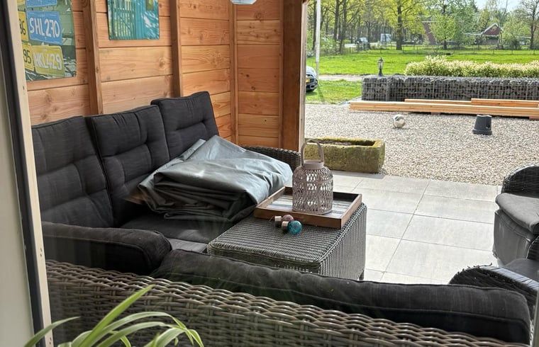 Blick von der Veranda des Huisje in Enschede, Ferienhaus in Twente.