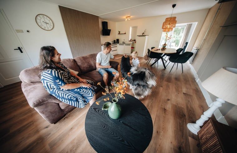 Gezellige woonkamer van Huisje in Markelo, vakantiehuis in Twente, Overijssel, met moderne inrichting en familievriendelijke sfeer.