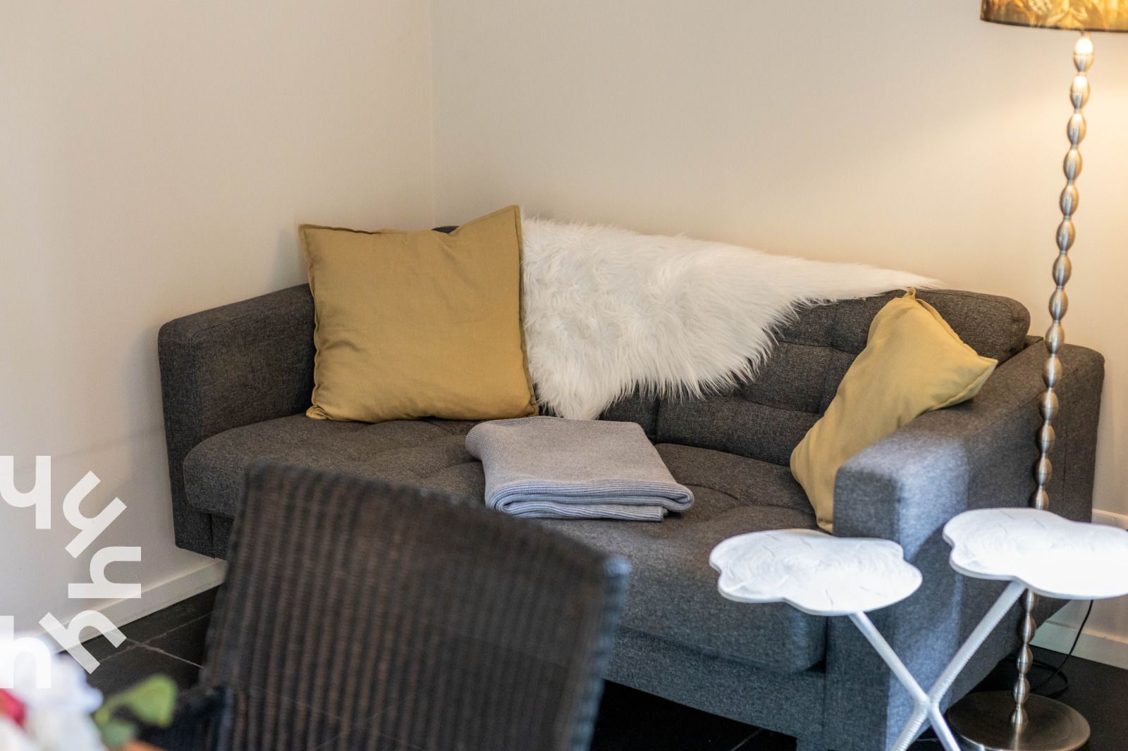 Cozy living room in vacation home OV659 in Enter, Twente with comfortable sofas.