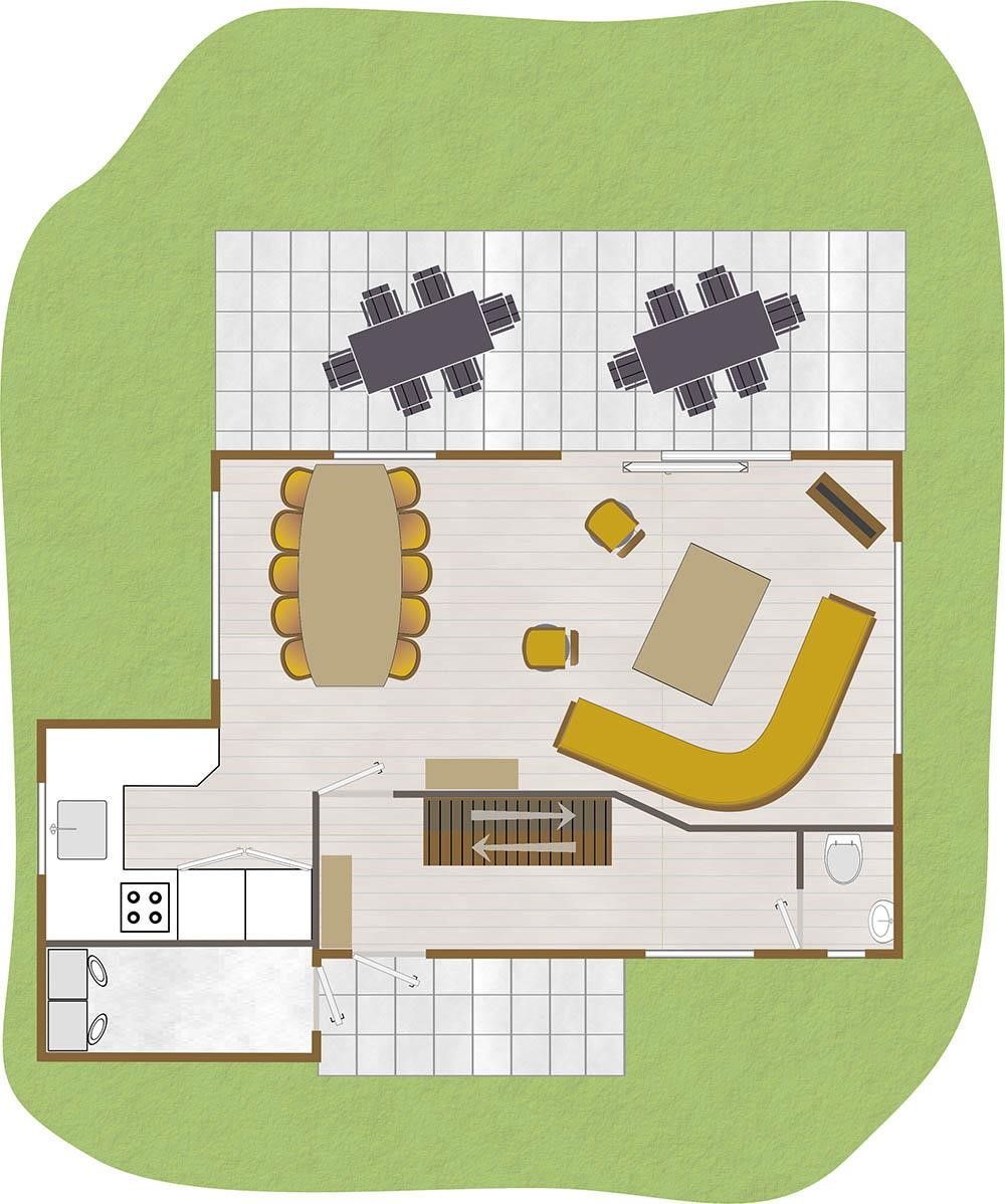 Grundriss des Erdgeschosses des Ferienhauses Familiehuus in Deurningen.