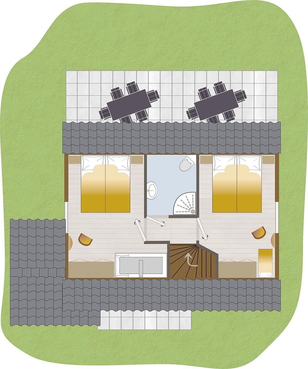 Grundriss des Dachgeschosses des Ferienhauses Familiehuus in Deurningen.