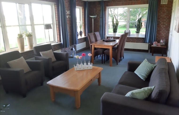 Spacious living room in Holiday home in Lattrop Breklenkamp, perfect for relaxation in Twente, Overijssel.