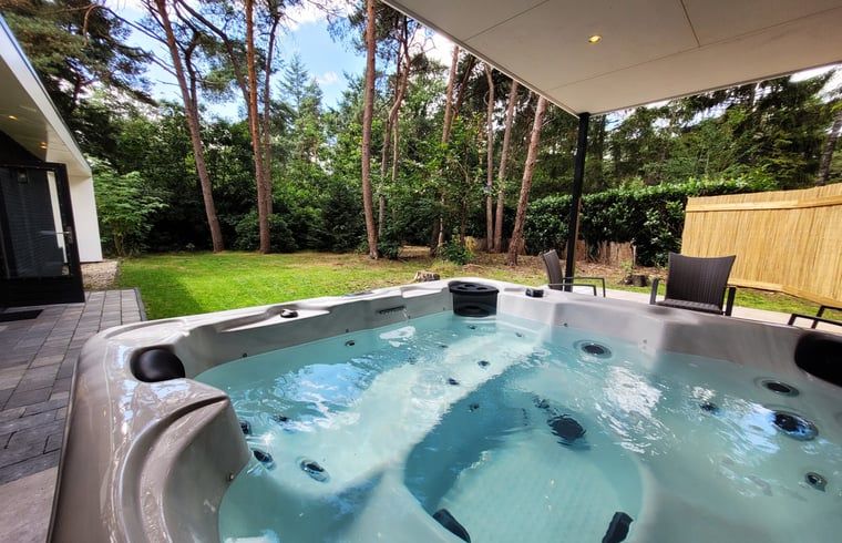 Ontspan in de jacuzzi van Vakantiehuis in Holten, omgeven door de serene bossen van Salland, Overijssel.