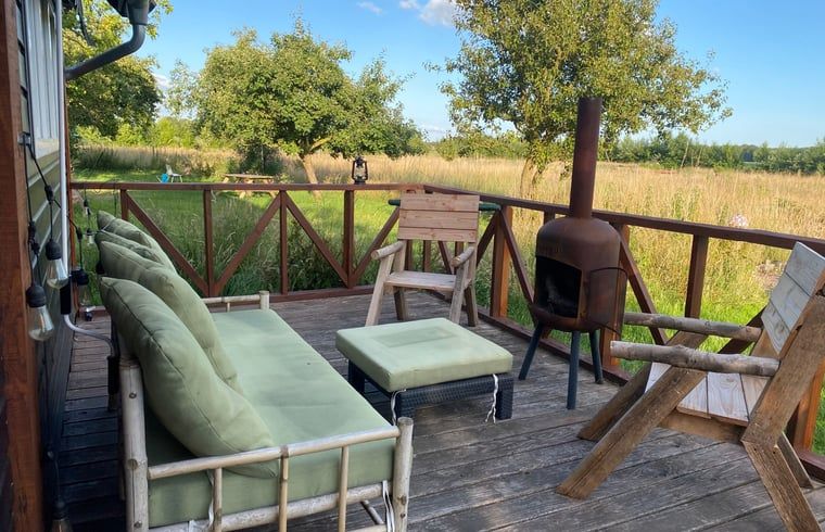 Cozy sitting area on terrace of cottage in Wijhe, Salland, Overijssel.