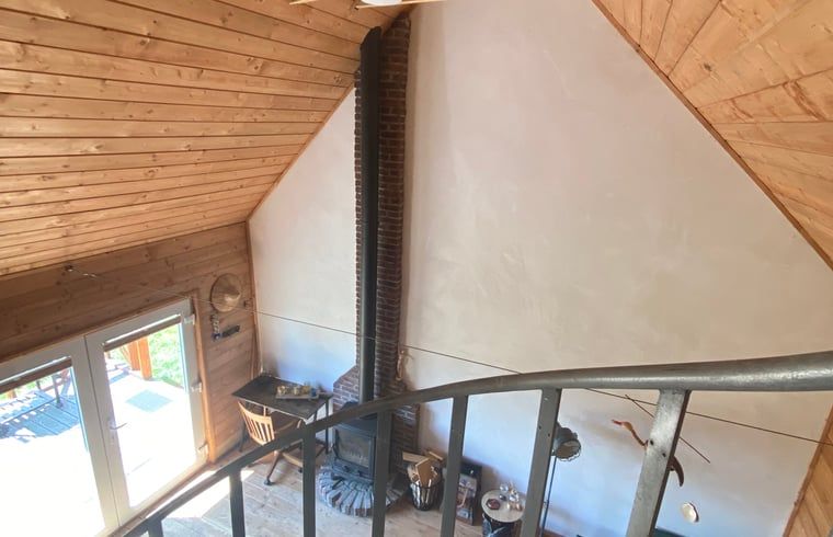 Wooden staircase and interior in Holiday cottage in Wijhe, Salland, Overijssel.