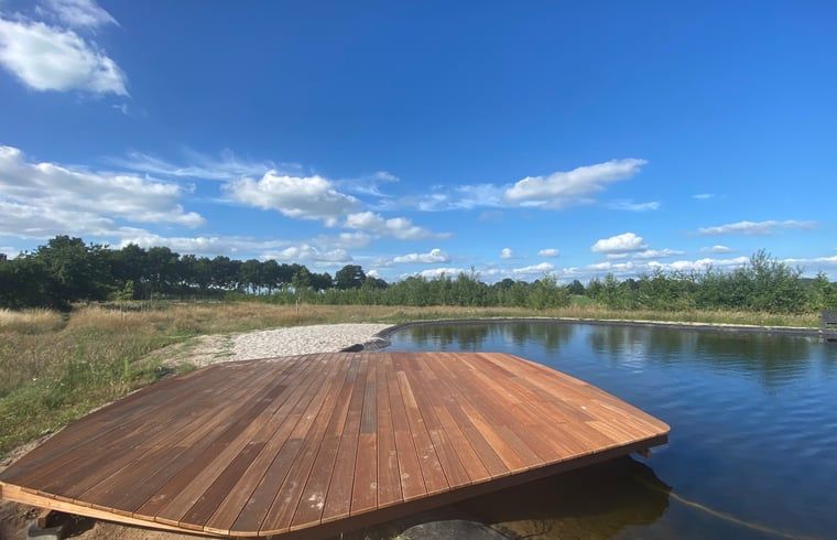 Swimming platform at the pond at Holiday Home in Wijhe, Salland, Overijssel.