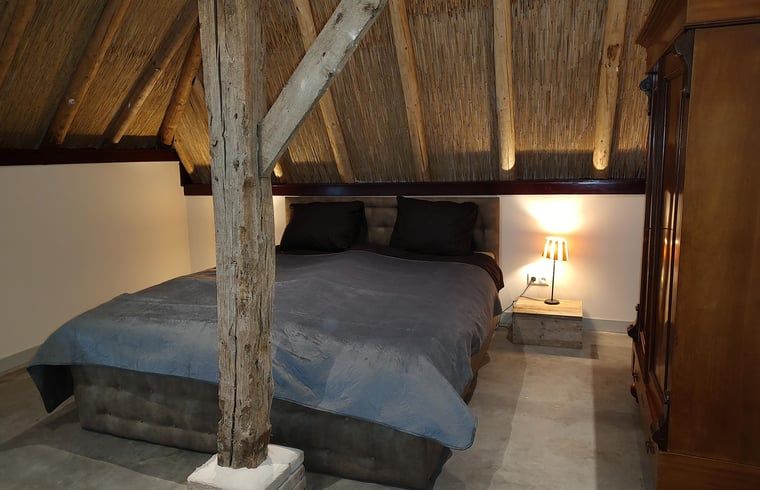 Cozy bedroom with wooden beams in Holiday home in Nieuwleusen, Salland, Overijssel.