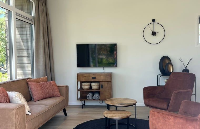 Stylish living room of Holiday home in Haarle, ideal for relaxation in Salland, Overijssel.
