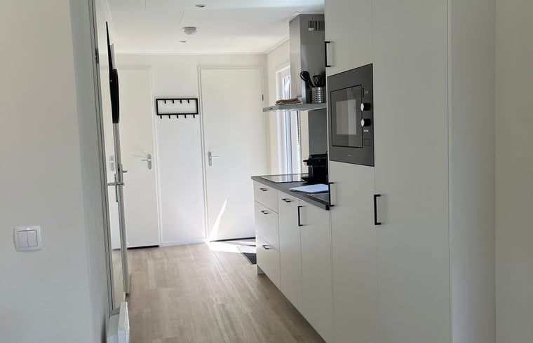 Modern kitchen in Holiday home in Haarle, fully equipped for your convenience in Hellendoorn, Overijssel.