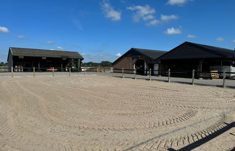 Buitenterrein van Vakantiehuisje in Boskamp, Salland, met veel ruimte voor recreatie in Overijssel.
