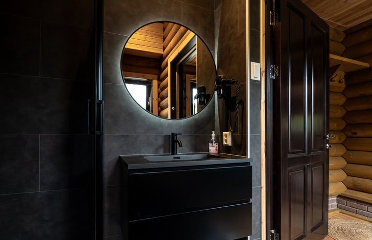 Elegante wastafel in Vakantiehuis in Ommen, een luxe vakantiewoning in de Vechtstreek, Overijssel.